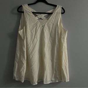 Lane Bryant Blouse Sleeveless Ivory Lace Inset size 14